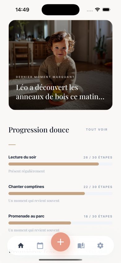Accueil de l'application Ellyo avec les souvenirs récents